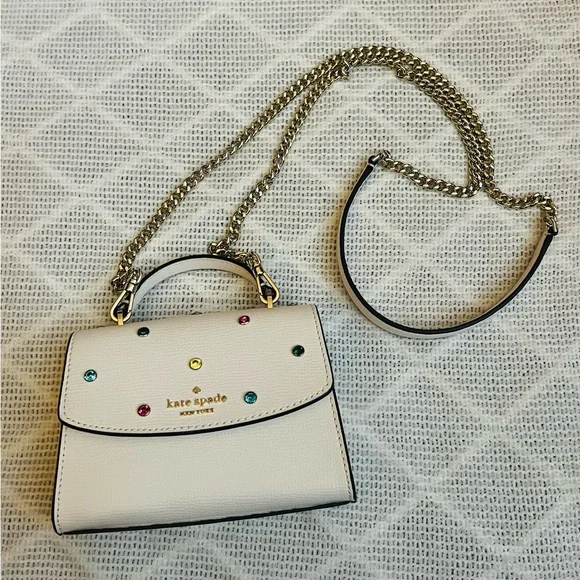 Kate Spade Darcy Micro Satchel Studded Festive Cream with Multicolor Accents - Picture 3 of 11